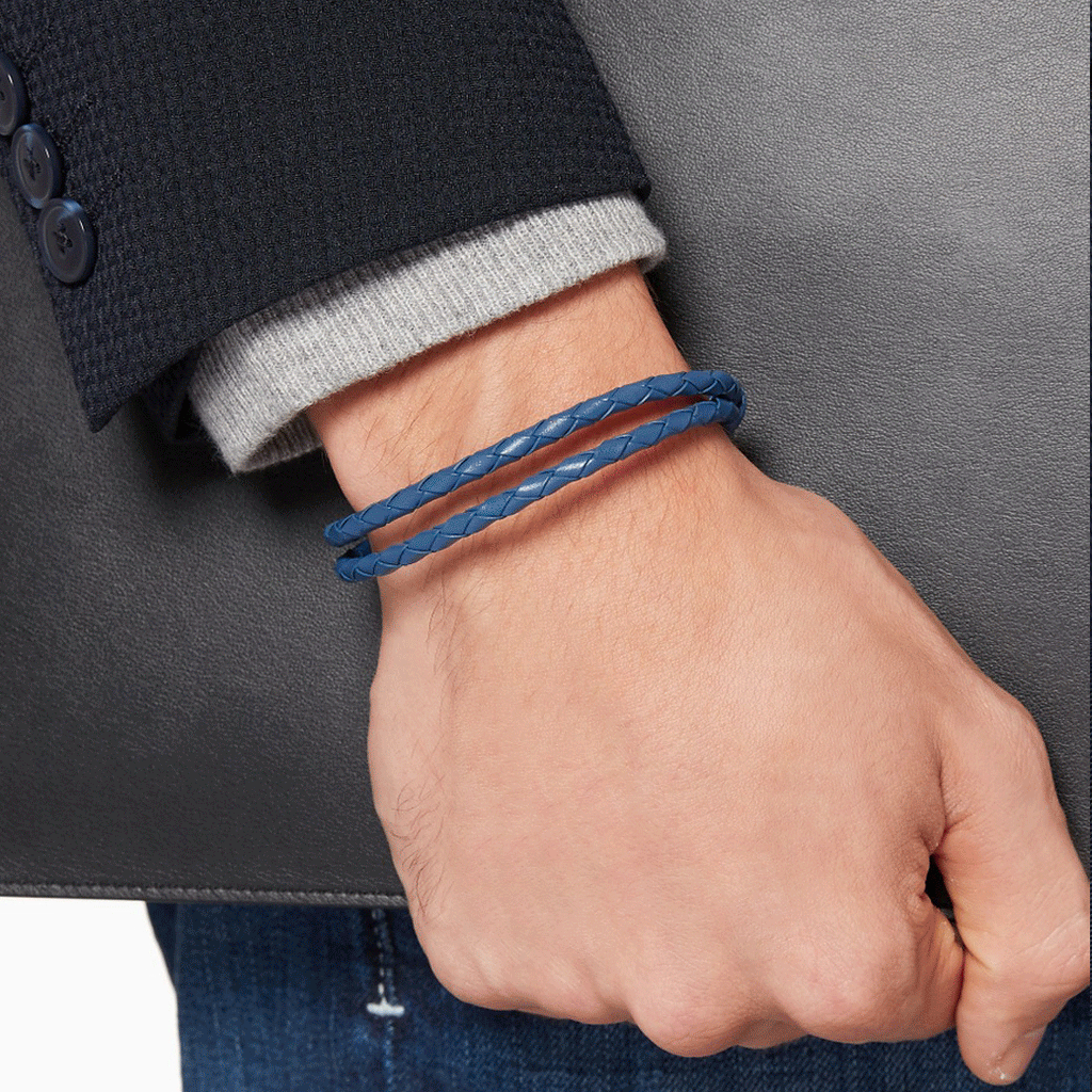 Tod's Braided Leather Bracelet in Blue for Men