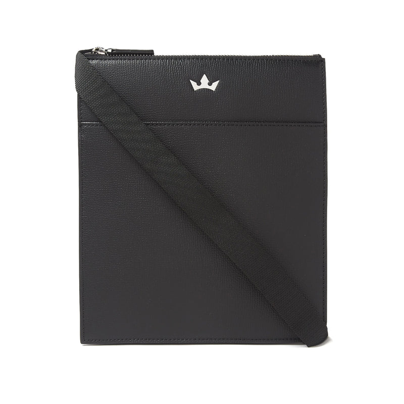 Award Flat Messenger Bag > Italian Leather Black