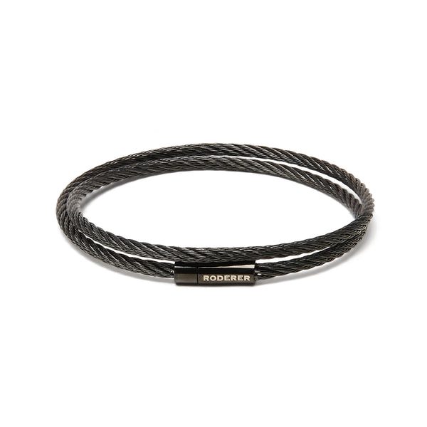 Giacomo Double Tour Bracelet > Stainless Steel Cable Black