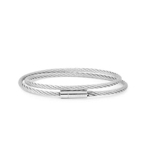 Giacomo Double Tour Bracelet > Stainless Steel Cable Silver