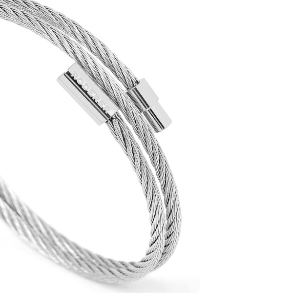 Giacomo Double Tour Bracelet > Stainless Steel Cable Silver