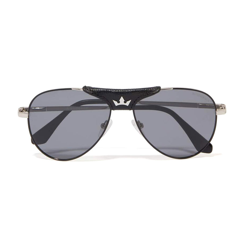 James Aviator Polarized Sunglasses > Black Leather Bridge